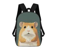 sinyumoney Funny Cute Hamster Illustration Children's Backpack, 3D Printed School Backpack, Backpack for Boys Girls, Adjustable School Bag for Primary School 17inch