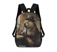 sinyumoney Funny Dressed Beaver Hat 3D Printed 17 Inch School Backpack Children's Backpacks 3D Printed Cool Knapsack for Boys Elementary And Middle