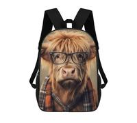 sinyumoney Funny Dressed Highland Cow Backpack School Large Water Resistant Laptop Backpack for Teenage Girls Boys Women Men 17inch
