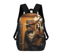 sinyumoney Funny Elegant Traveler Cat Backpack with Pocket 3D Printed Backpacks, Travel Rucksacks Book Bags Kids School Bag 17inch