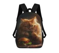 sinyumoney Funny Fat Cat Hamburger School Bags High Secondary School Bags Casual Backpack for Campus Outdoor Travel Sports 17inch