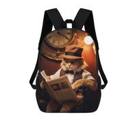 sinyumoney Funny Fluffy Cat Reading School Bags High Secondary School Bags Casual Backpack for Camping Outdoor Adventures And Daily Travel 17inch