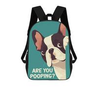 sinyumoney Funny French Bulldog Backpack School Bag Large Water Resistant Laptop Backpack for Girls Boys Teenage 17inch