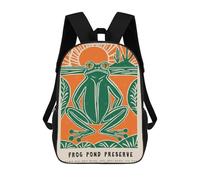 sinyumoney Funny Frog Travel Art Backpack School Lightweight Casual Daypack School Backpacks for School/Work/Travel 17inch