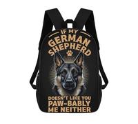 sinyumoney Funny German Shepherd Pun Backpack School Bag Water Resistant Travel Backpack Computer Bag for Camping Outdoor Adventures And Daily Travel 17inch