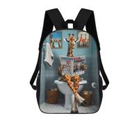 sinyumoney Funny Giraffe Using Toilet Backpack School Bag Lightweight Airport College Students Back Pack for Men, Women & Teenage Boys 17inch