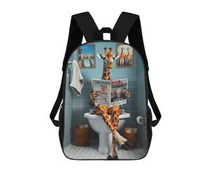 sinyumoney Funny Giraffe Using Toilet Backpack School Bag Lightweight Airport College Students Back Pack for Men, Women & Teenage Boys 17inch