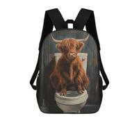 sinyumoney Funny Highland Cow Toilet School Bags Water Resistant Travel Backpack Computer Bag for Campus Outdoor Travel Sports 17inch