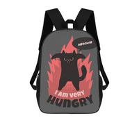 sinyumoney Funny I Am Hungry Cat Backpack Kids School Backpack School Bag 3D Printed Fashion School Bag for Boys Elementary And Middle School Student 17inch