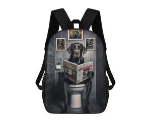 sinyumoney Funny Labrador on Toilet School Backpack Water Resistant Computer Rucksack- Perfect for Travel, Work And Daily Use 17inch