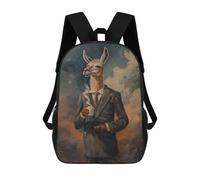 sinyumoney Funny Llama Suit Coffee School Bags Water Resistant Travel Backpack Computer Bag for School/Work/Travel 17inch