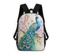 sinyumoney Funny Peacock Watercolor Rucksack Large Lightweight Casual Backpack for Campus Outdoor Travel Sports 17inch