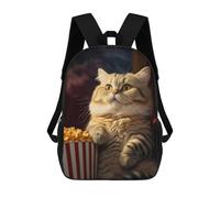 sinyumoney Funny Popcorn Cat School Backpack Schoolbags For Girls Boys Backpack With Pocket Fashion School Bag Kids Backpack 17inch