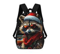 sinyumoney Funny Raccoon Christmas Children's Backpacks School Backpack 3D Printed Backpack for Kids Travel Rucksacks Book Bags Kids School Bag 17inch
