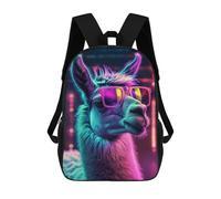 sinyumoney Funny Retro Party Llama School Backpack Schoolbags For Girls Boys Backpack With Pocket Fashion School Bag Kids Backpack 17inch