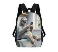 sinyumoney Funny Sloth in Toilet Backpacks Kids School Backpack School Bag 3D Printed School Bag for Boys Elementary And Middle School Students 17inch