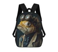sinyumoney Funny Steampunk Fish Creature Backpack School Bag Rucksack for Girls Boys Backpacks Large Capacity Kids Back Pack Lightweight School Bags for Children Students 17inch