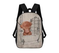 sinyumoney Funny Yak Bathtub School Bag Backpack Teen Schoolbag 3D Printing Adjustable Schoolbag Fashion Pocket Bag for Kids Boys Girls Students And Teenagers Fans 17inch