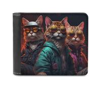 sinyumoney Future Cat Adventurers 3D Print PU Leather Wallet Card Slots ID Slots Note Section Slim Elegant Wallets Everyday Use 11.7cm*9.5cm