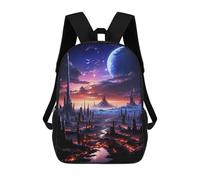 sinyumoney Future City Planet Children's Backpacks School Backpack 3D Printed for Kids Travel Rucksacks Book Bags Kids 17inch School Bag