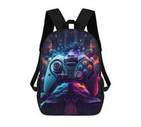 sinyumoney Future Gaming Controller Children's Backpack, 3D Printed School Backpack, Backpack for Boys Girls, Adjustable School Bag for Primary School 17inch