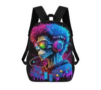 sinyumoney Future Monkey DJ Backpack for Boys Teen Students, Girls Rucksack Bags Toddler Elementary Middle School Bookbag 17inch