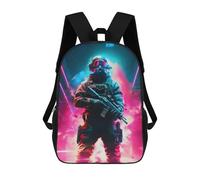 sinyumoney Future Soldier in Neon Lights -1 Kids School Backpack School Bag 3D Printed School Bag for Boys Elementary And Middle School Students 17inch