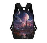 sinyumoney Futuristic City Poster Backpack School Lightweight Schoolbag Dayback Bookbag College for Men/Women 17inch