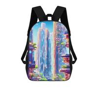 sinyumoney Futuristic Cityscape-2 School Bag 3D Printed Backpacks Fashion Kids School Backpack Boys Rucksacks for Boys Middle School Students 17inch