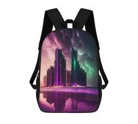 sinyumoney Futuristic Cityscape Backpacks Kids School Backpack School Bag 3D Printed School Bag for Boys Elementary And Middle School Students 17inch