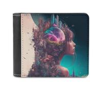 sinyumoney Futuristic Cityscape Profile 3D Print Clutch Purse Coin Pocket ID Slots Note Section Soft Convenient Wallets Craftsmanship Gifts 11.7cm*9.5cm