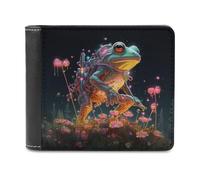 sinyumoney Futuristic Frog in Flowers 3D Print Clutch Purse ID Window Coin Slots Note Section Soft Convenient Purse Youth Guys 11.7cm*9.5cm