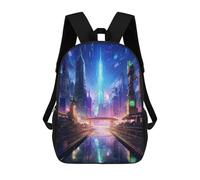 sinyumoney Futuristic Future City 3D Printed 17inch School Bag Children's School Backpack Travel Backpacks Casual Fashion Bag for Kids School Students