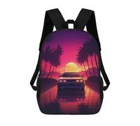 sinyumoney Futuristic Outrun Car Backpack School Work Laptop Backpack Rucksack Bag for Men, Women & Teenage Boys 17inch