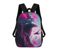 sinyumoney Futuristic Sakura Mountain Backpack School Bag Water Resistant Computer Rucksack for Campus Outdoor Travel Sports 17inch