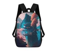 sinyumoney Futuristic Sakura Temple Children’s Backpack Girls Boys, Rucksack Bag, Daypack, Primary School, Perfect for Back to Kids School Or PE, Gifts And Travel 17inch