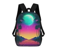 sinyumoney Futuristic Synthwave Fusio Kids' Backpack 3D Printing School Bag Boys Cool Daypacks Casual Knapsack Fun Back Bag for Kids And Teenager 17inch