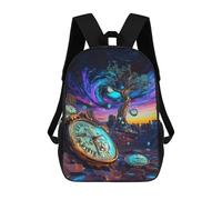 sinyumoney Futuristic Time Dilation - Surreal Neon Dream Kids School Backpack School Bag 3D Printed School Bag for Boys Elementary And Middle School Students 17inch
