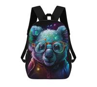 sinyumoney Galactic Bear Glasses Art Print 17inch School Bag 3D Printed Children's School Backpack Casual Fashion Travel Backpacks for Kids School Students