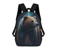 sinyumoney Galactic Bear Majesty 3D Printed 17 Inch School Backpack Casual Children's Backpacks 3D Printed for Boys Elementary And Middle