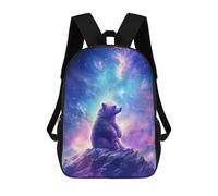 sinyumoney Galactic Bear Majesty Kids Backpack,School Backpack Kids School Bag 3D Printed Cartoon Large Capacity Backpack for Kids Boys And Girls 17inch