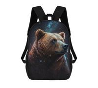 sinyumoney Galactic Bear Portrait -3 3D Printed Children's School Backpack for Kids High Capacity Travel Rucksacks 17 Inch Book Bags Kids