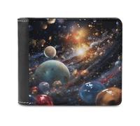 sinyumoney Galactic Bubble Symphony 3D Print Clutch Purse Credit Cards Coins Leather RFID Banknote Compartments Slim Elegant Wallets 11.7cm*9.5cm