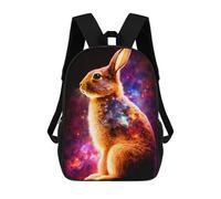 sinyumoney Galactic Bunny Majesty Children's School Backpack Fashion Casual Children's Backpacks 3D Printed School Bags Boy Large Backpack 17inch