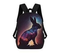 sinyumoney Galactic Bunny Silhouette Backpacks 3D Printed School Bag Casual Kids Fashion School Bag for Boys Middle School Students School 17inch