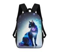 sinyumoney Galactic Cat Aurora Kids School Backpack 17 Inch School Bag 3D Printed School Bag for Boys Elementary And Middle School Students
