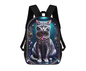sinyumoney Galactic Cat Chronicles Children's Backpacks School Backpack 3D Printed for Kids Travel Rucksacks Book Bags Kids 17inch School Bag