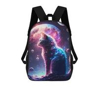 sinyumoney Galactic Cat Dreamscape -3 Backpacks 3D Printed Kids School Backpack School Bag Fashion Rucksacks for Boys Elementary And Middle School Students 17inch