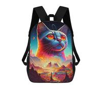 sinyumoney Galactic Cat Dreamscape School Backpack for Girls Backpack Water Repellent Casual Daypack Lightweight Rucksack Boy Girl School Backpack 17inch