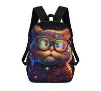 sinyumoney Galactic Cat Glasses School Backpack Secondary Causal Travel High School Bags for Camping Outdoor Adventures And Daily Travel 17inch